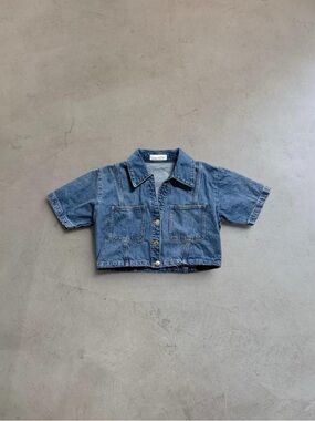 Zara Denim Cropped Shirt Jacket